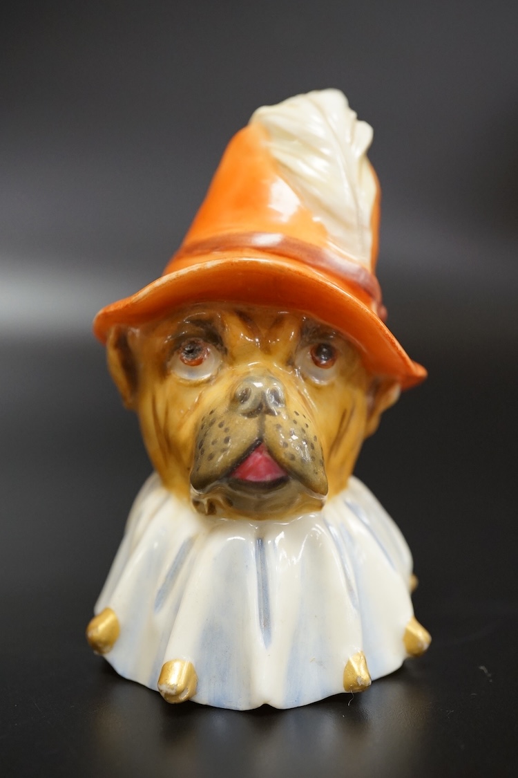 A rare Worcester Toby (Punch's dog) candle extinguisher, 8.5cm high